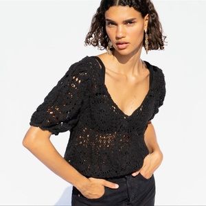 Free People black crochet bodysuit